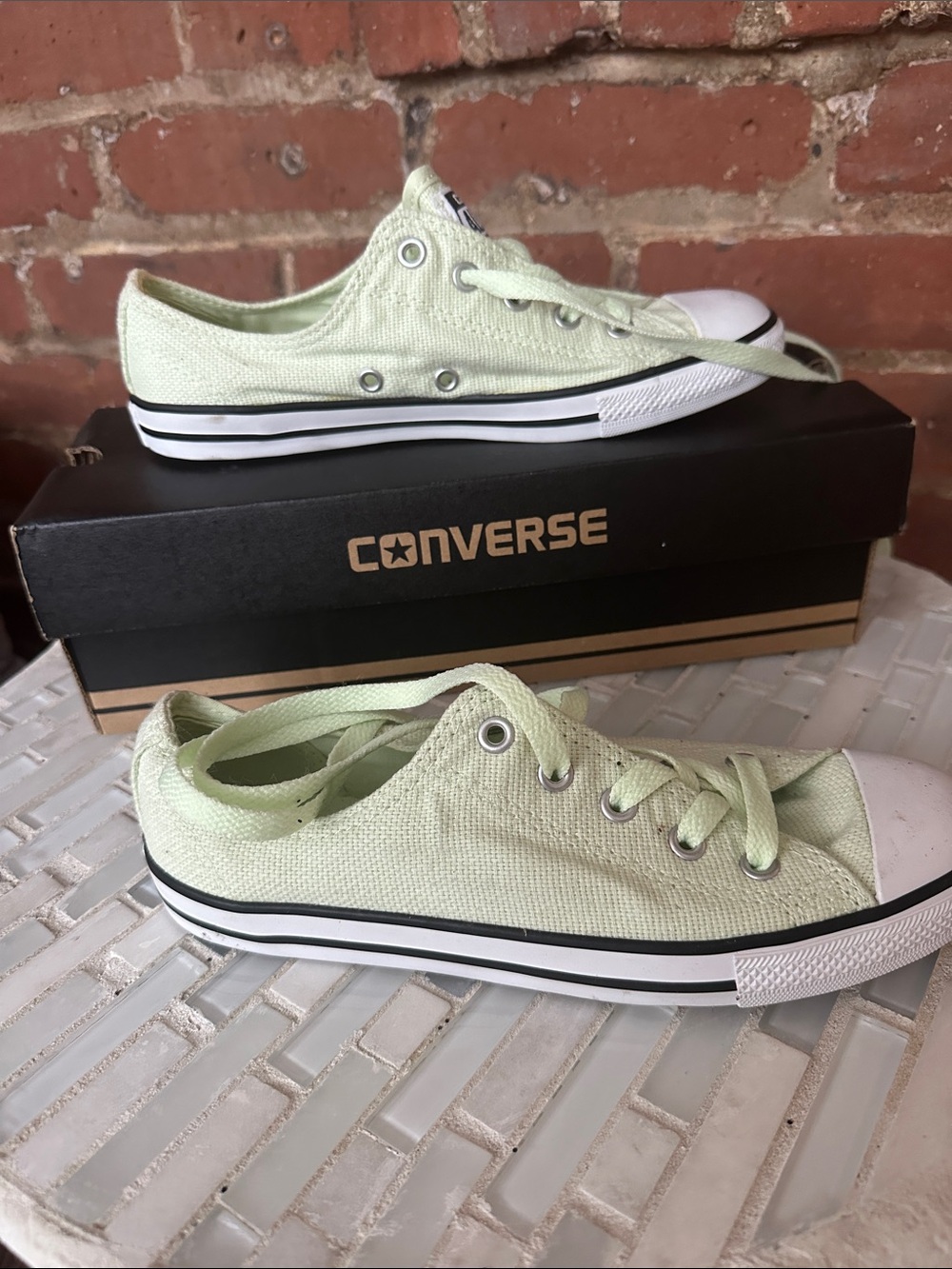 Converse Kids Low Top Sneakers - Pale Green & White